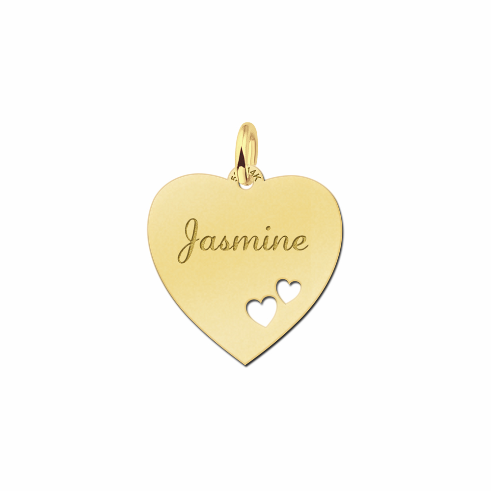 Gold engraved heart nametag hearts