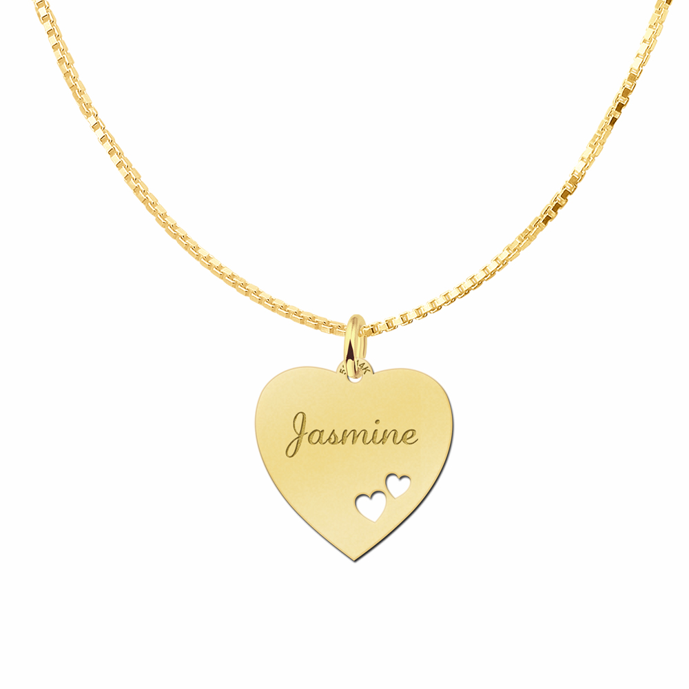 Gold engraved heart nametag hearts