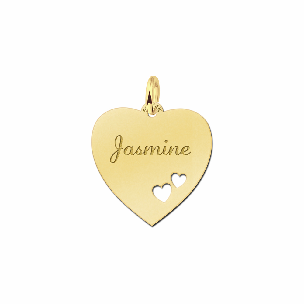 gold engraved heart nametag hearts