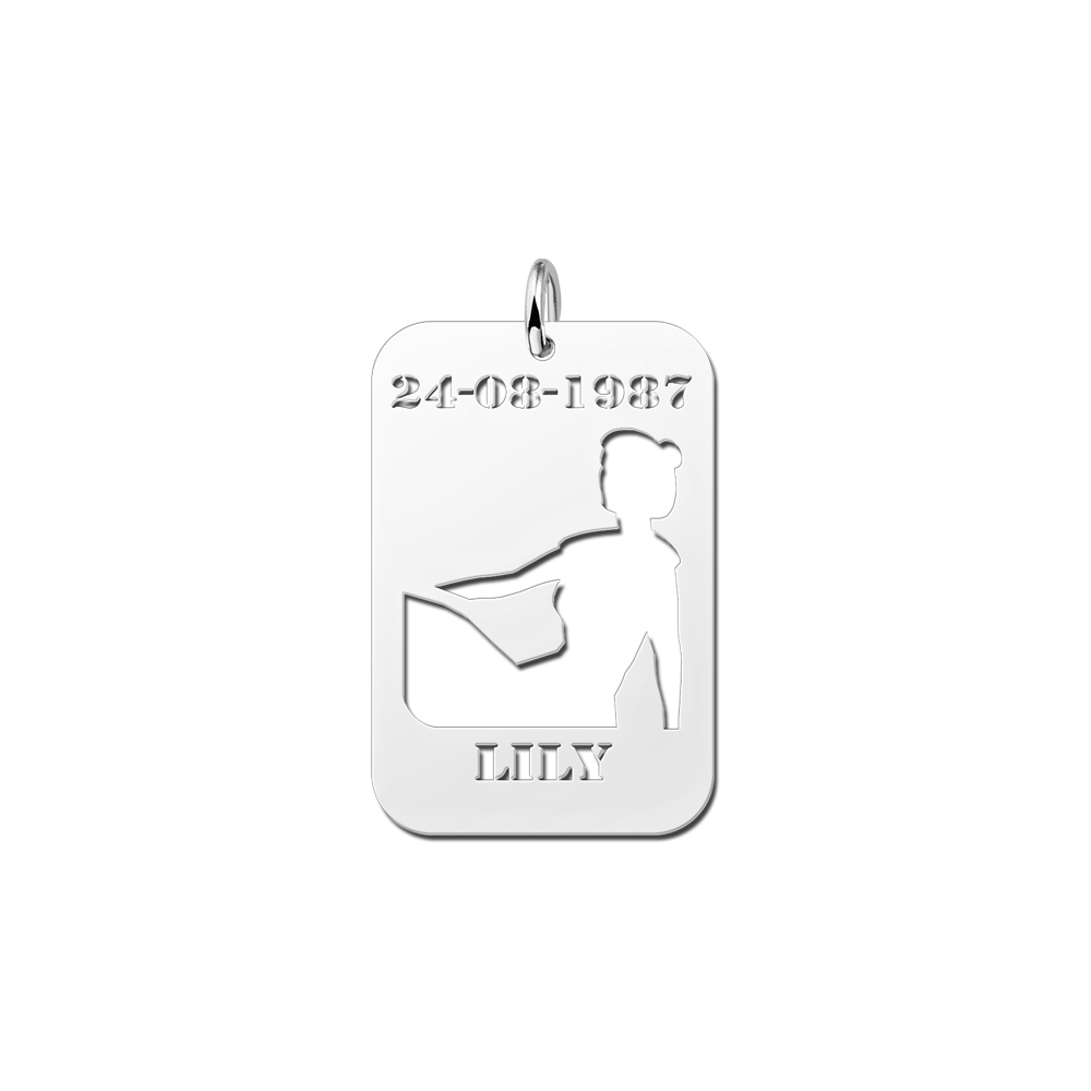 Silver Zodiac Pendant Virgo with Date and Name Engraving