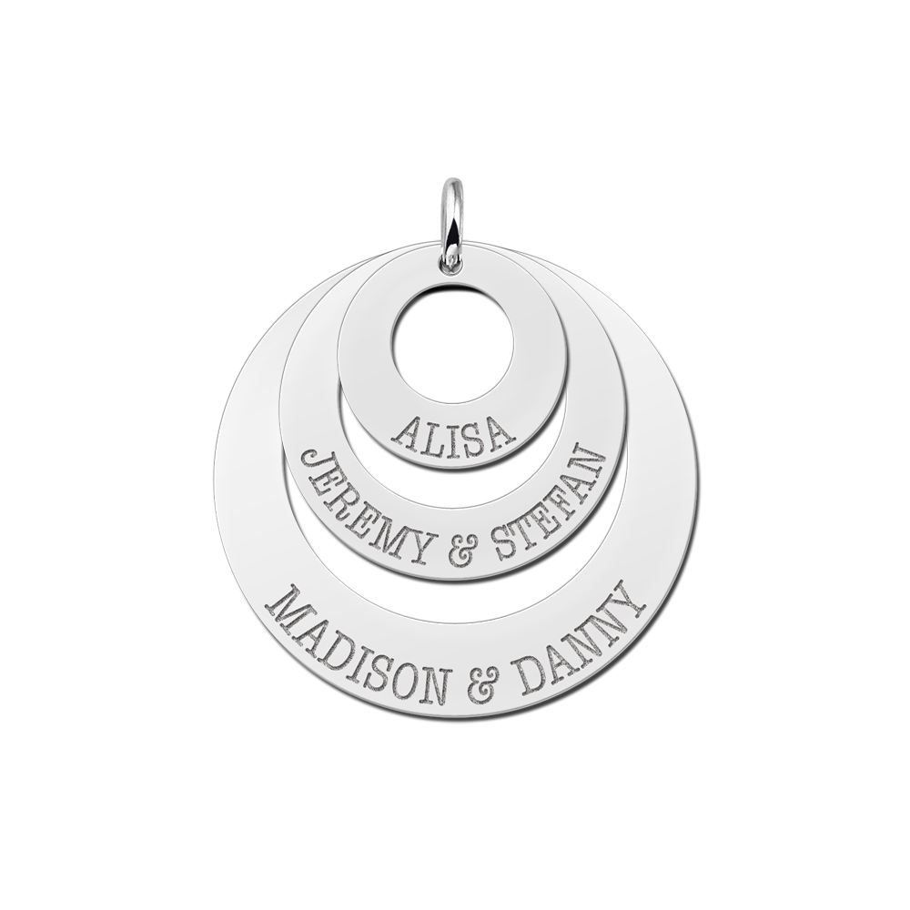 Three Circle Necklace with Name Engraved