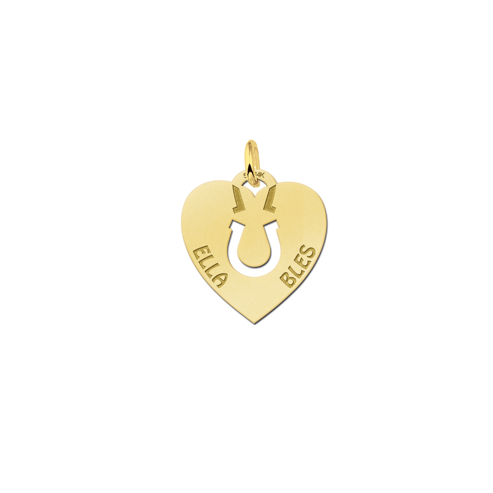 Golden Pet Namependant Heart Horseshoe