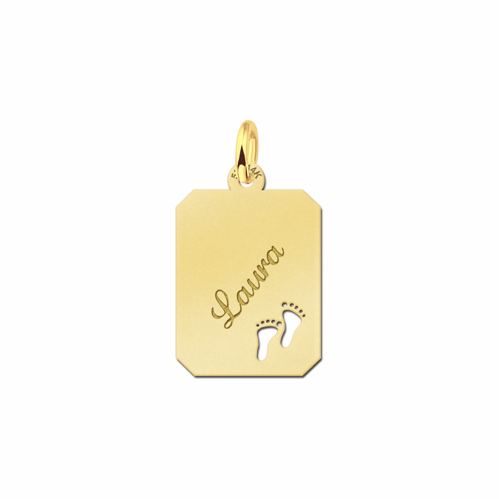 Gold Nametag Personalised with Name and Babyfeet