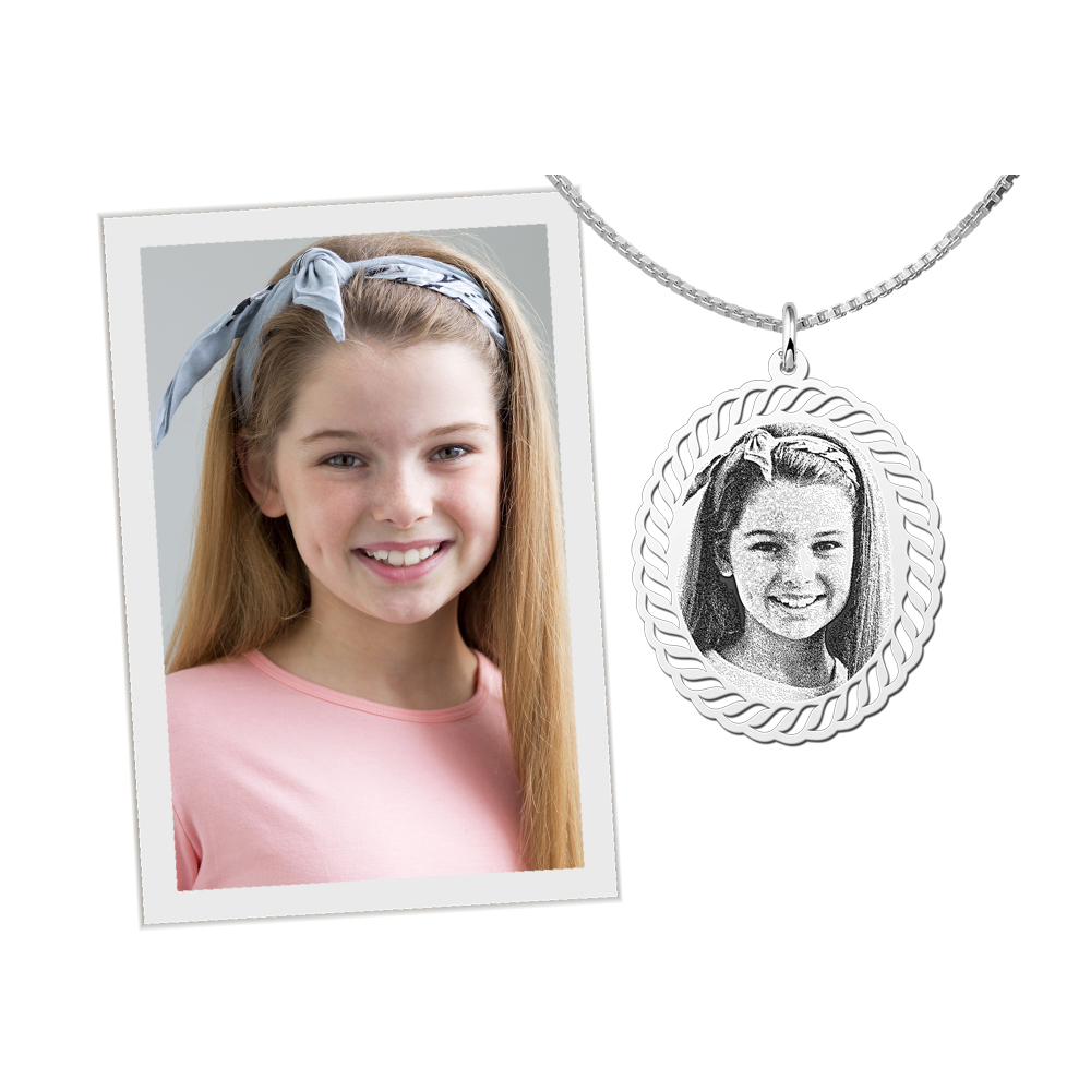 Photo charm with engraving silver