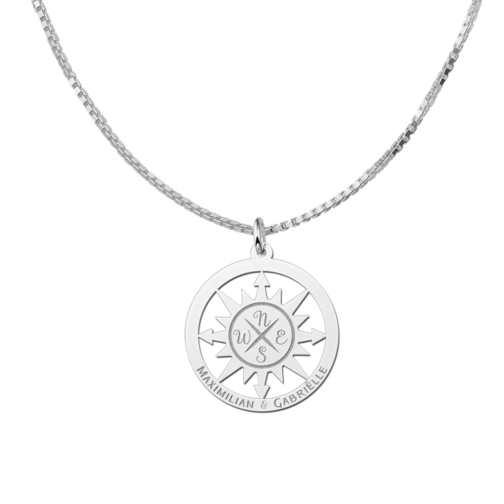 Silver compass pendant