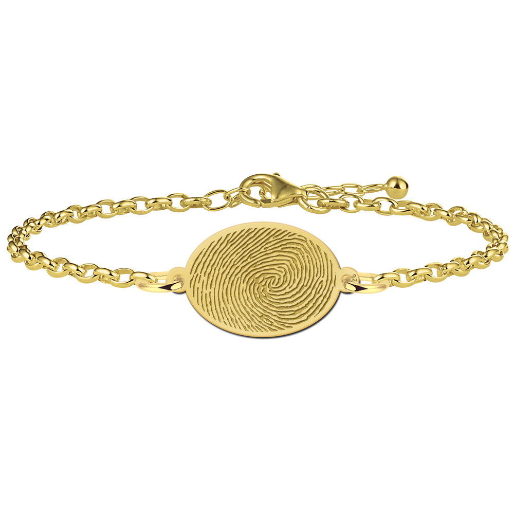Gold Plated Oval Fingerprint Bracelet