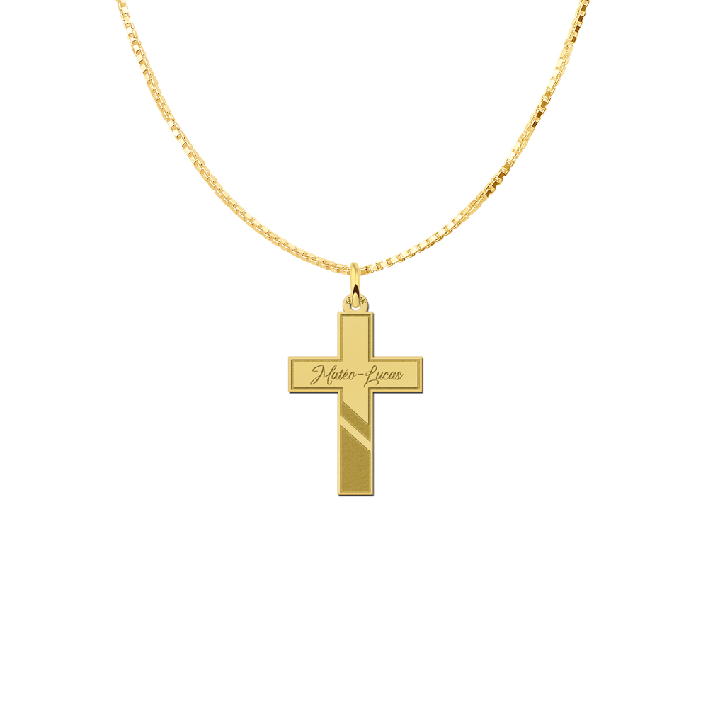 Golden Communion cross with name engraving