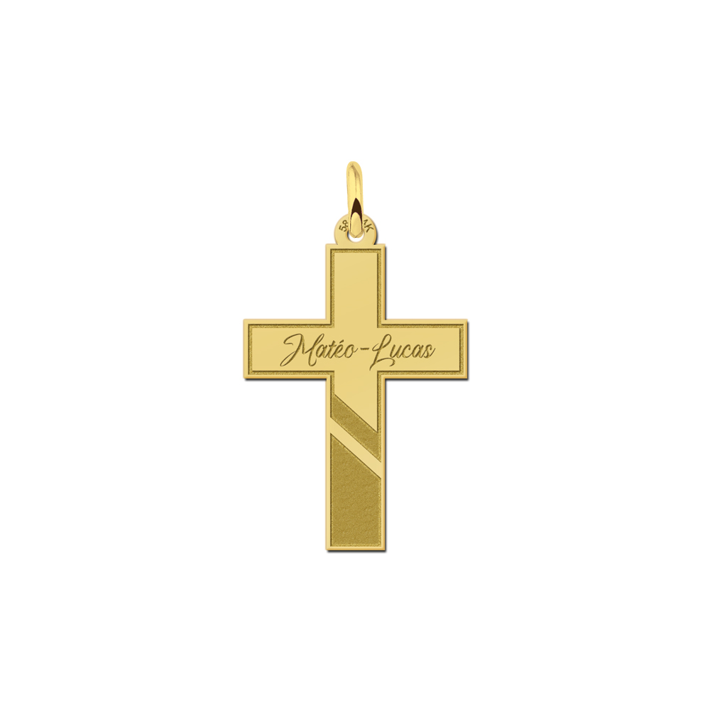 Golden Communion cross with name engraving