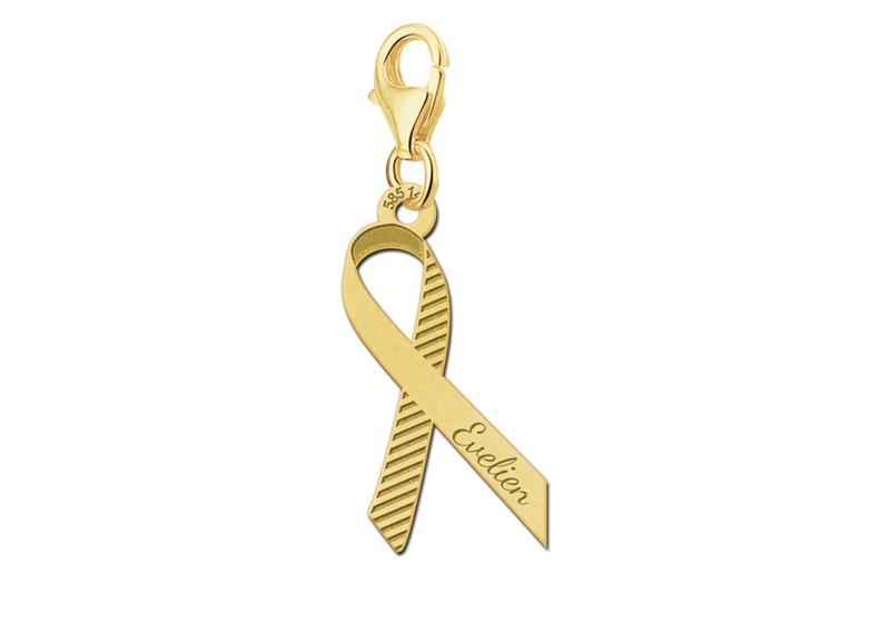Golden Charm for Pink Ribbon with stripes