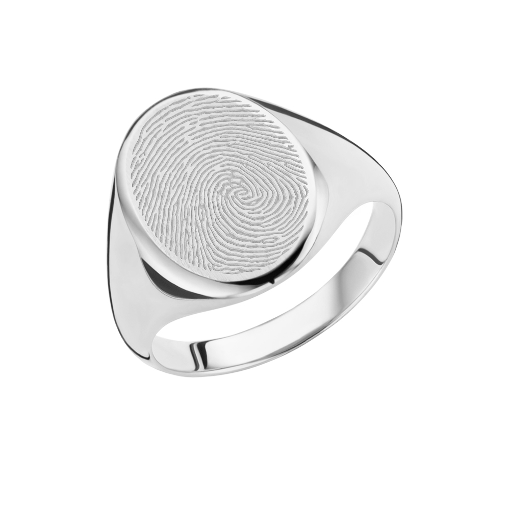 Fingerprint signet ring oval 925 Sterling Silver