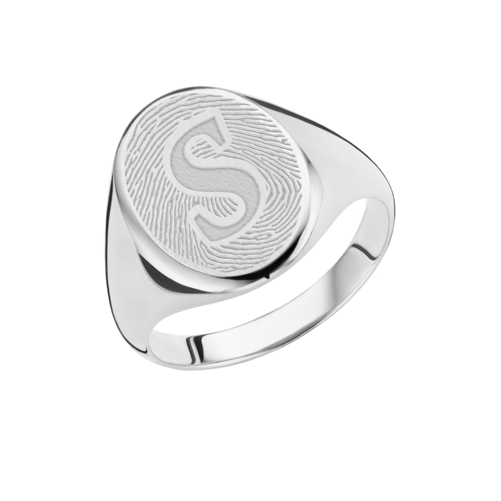 Fingerprint signet ring oval 925 Sterling Silver