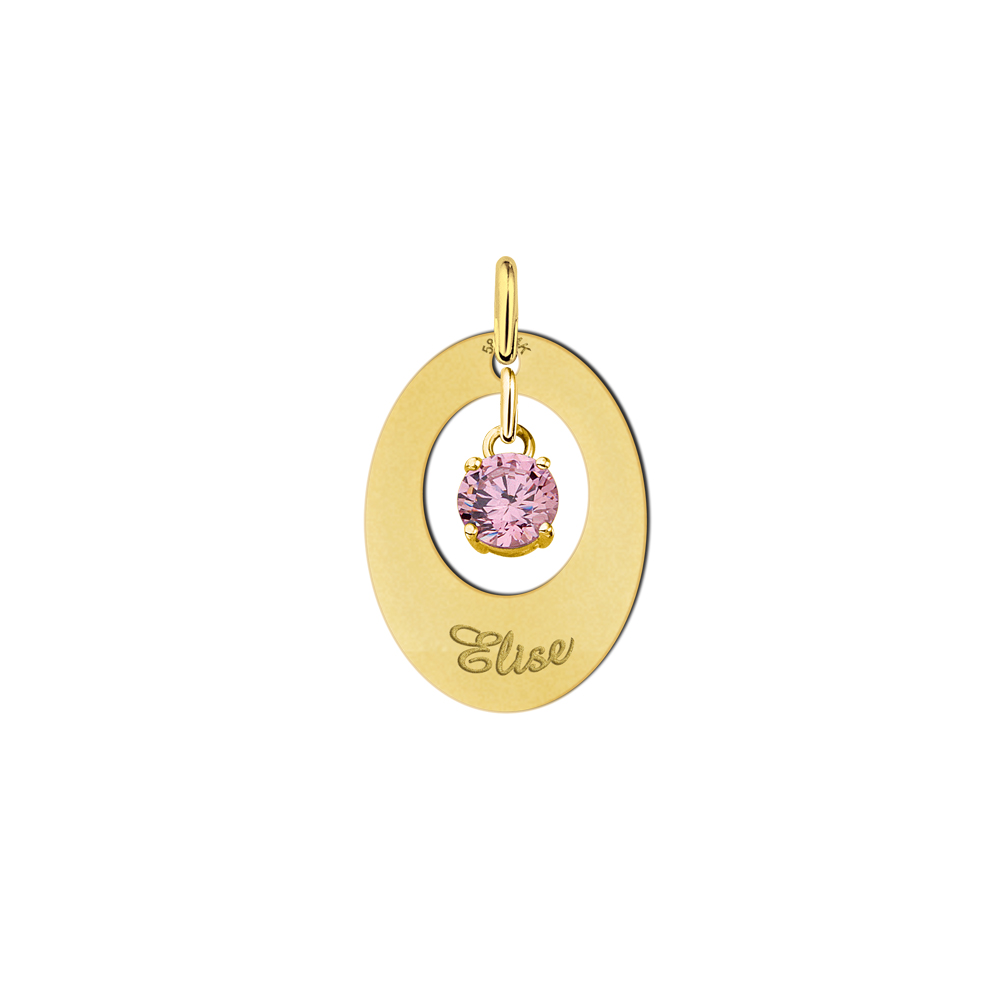 Golden Pendant Oval Cubic Zirconia