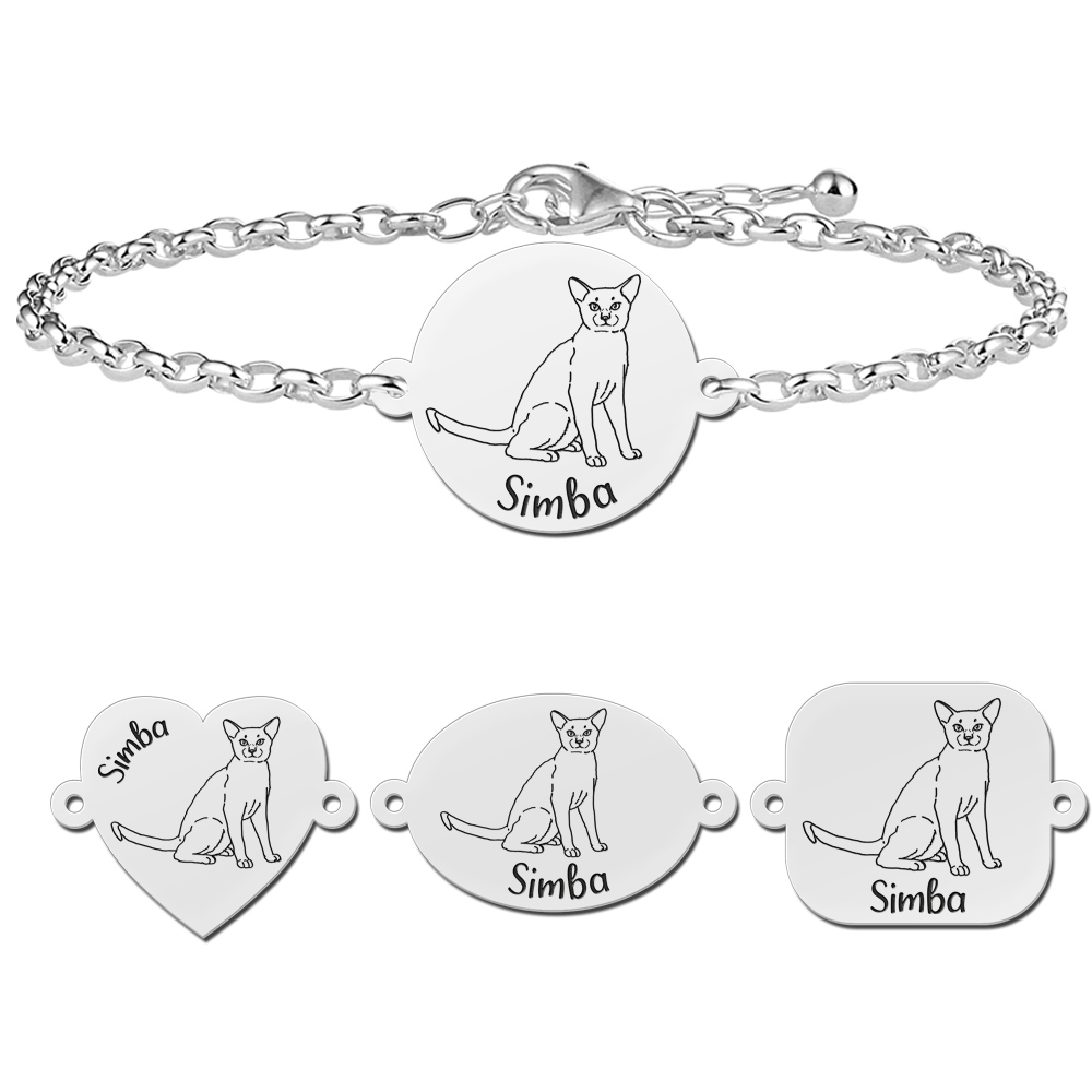 Silver bracelet with cat pendant Abyssinian