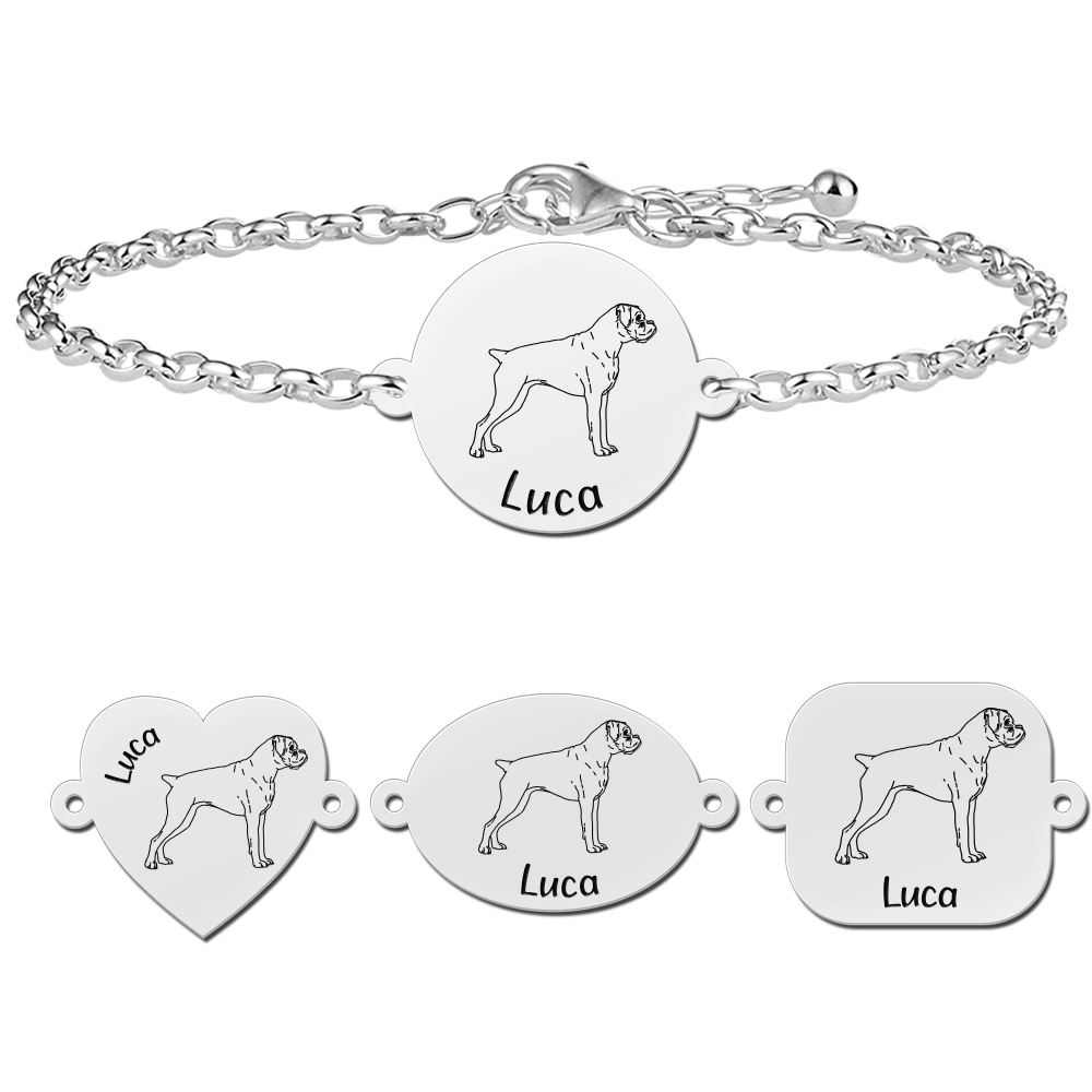 Silver personalised dog bracelet boxer