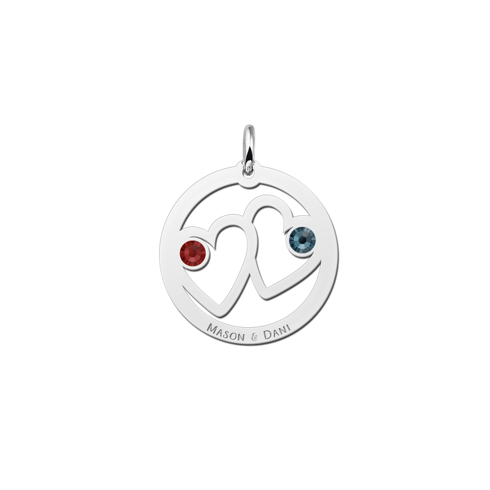 Silver heart pendant with birthstone