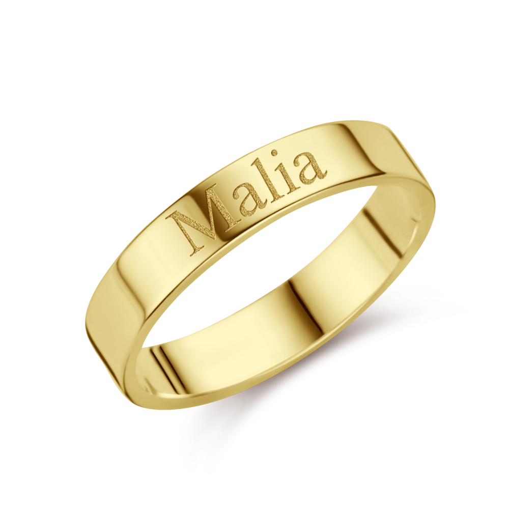 Gold ring with name - 4 mm flat