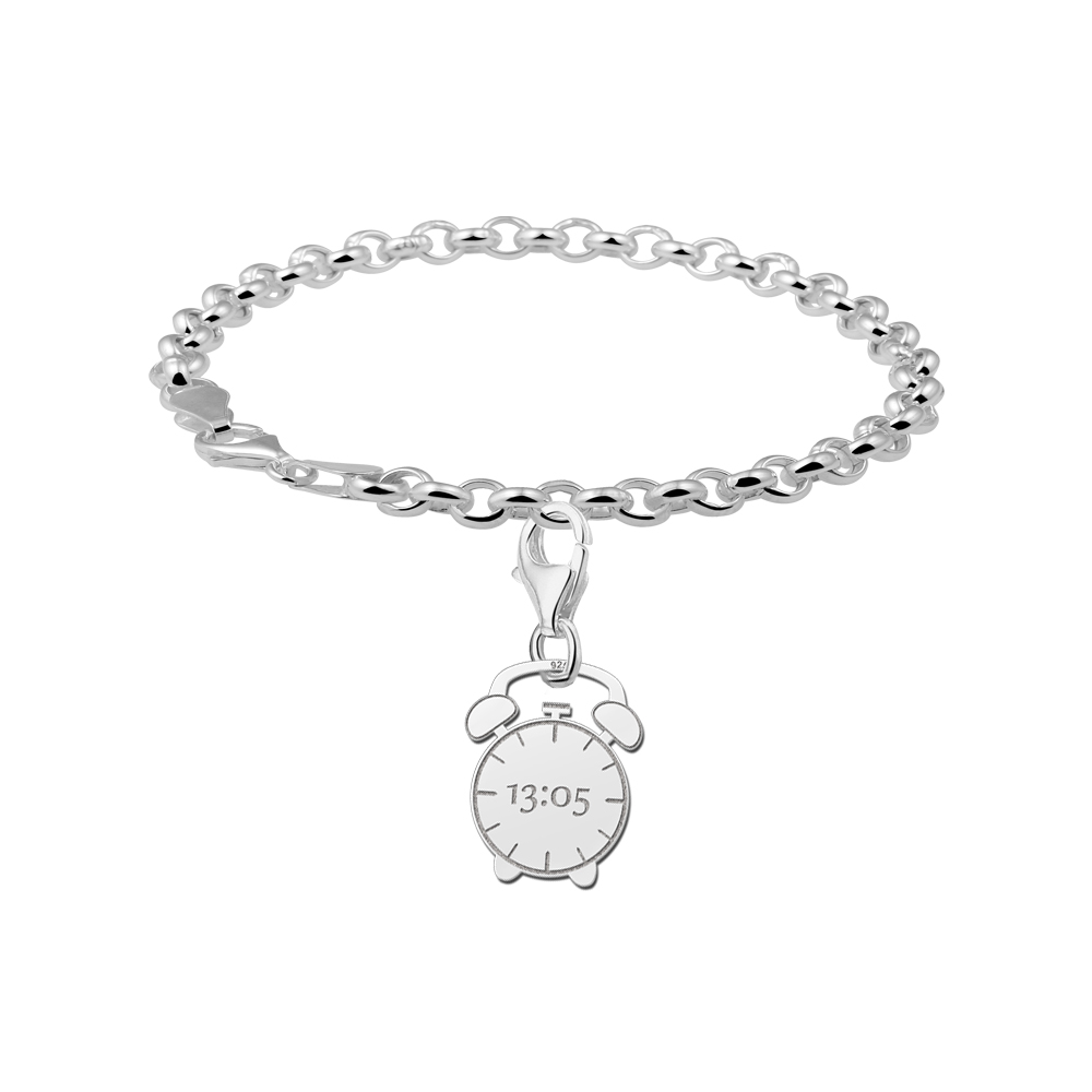 Silver baby charm clock