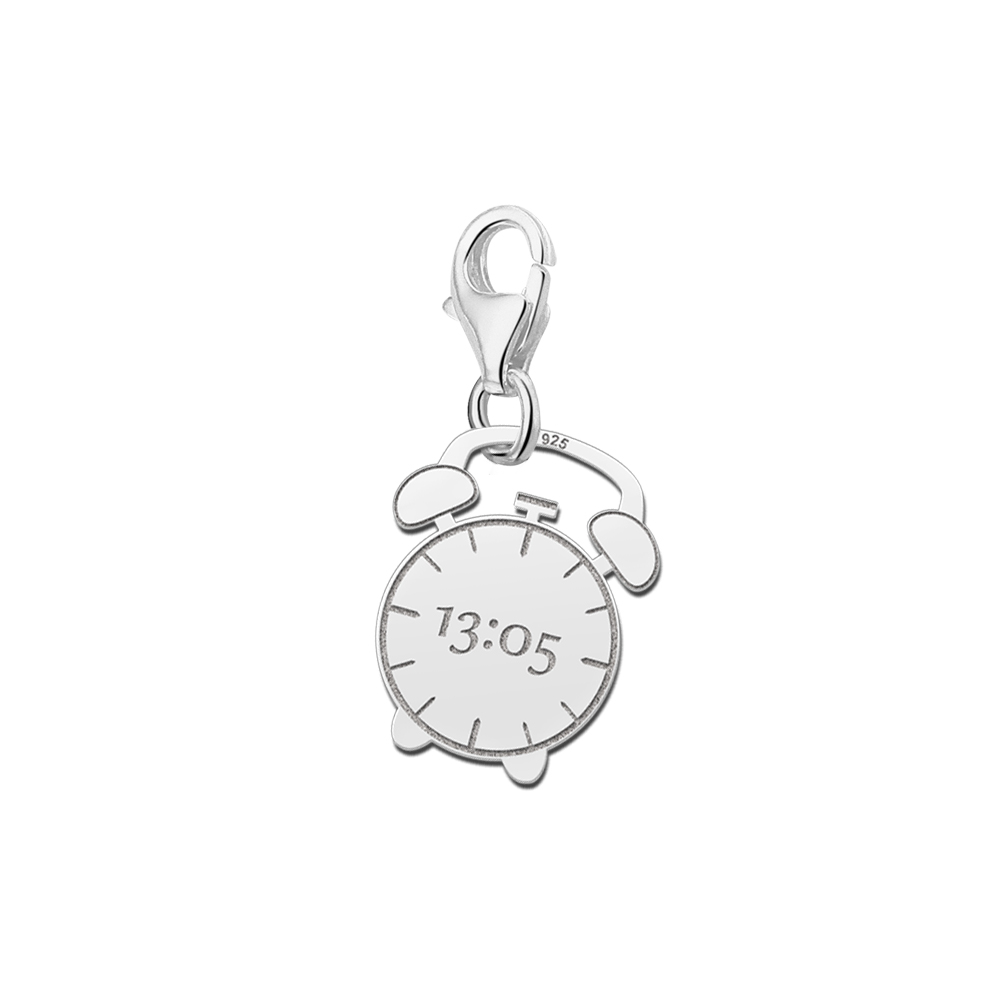 Silver baby charm clock