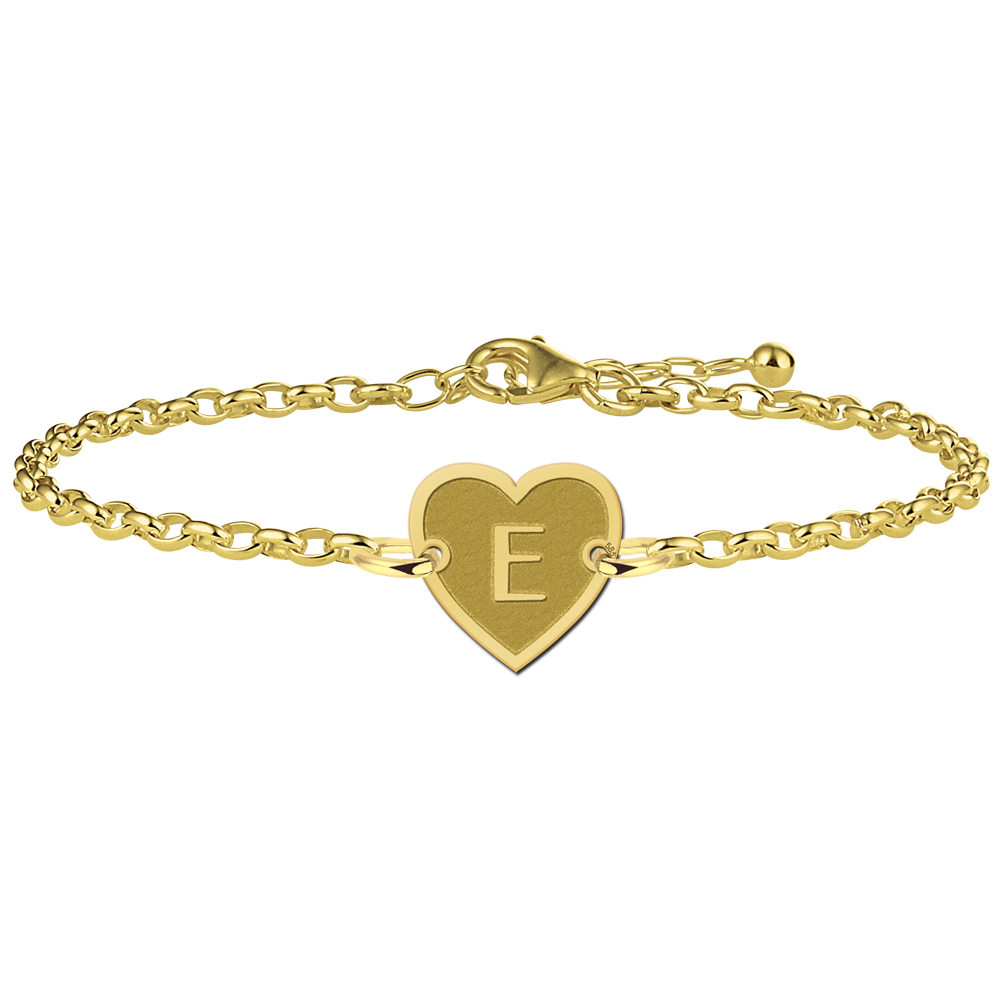 Golden initial bracelet heart