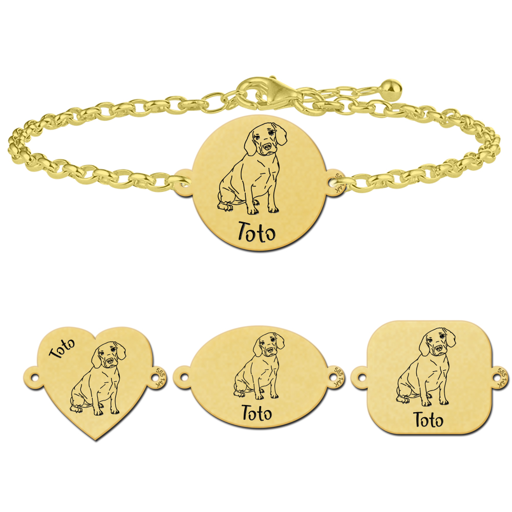 Beagle bracelet with name gold