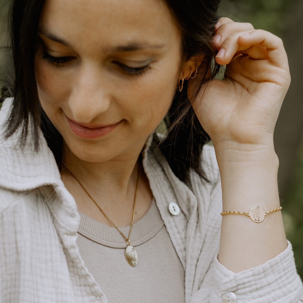 Beagle bracelet with name gold