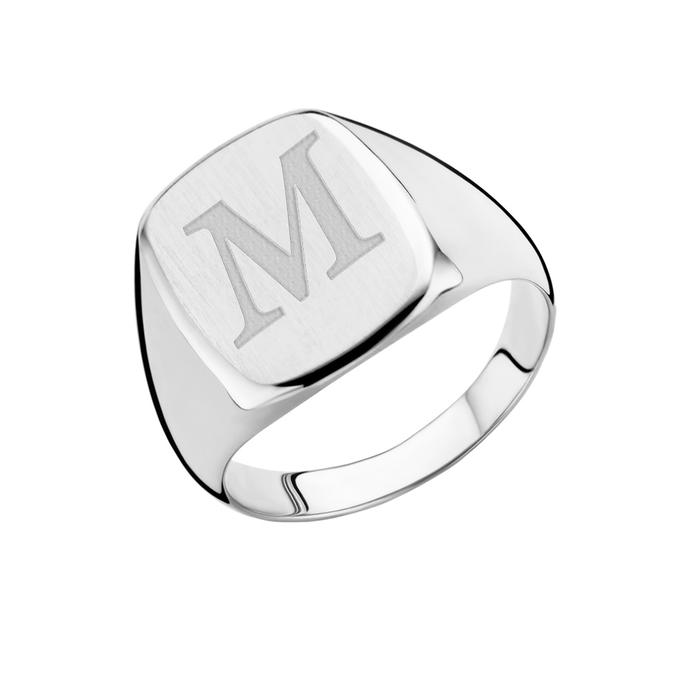 Silver men’s signet ring with initials