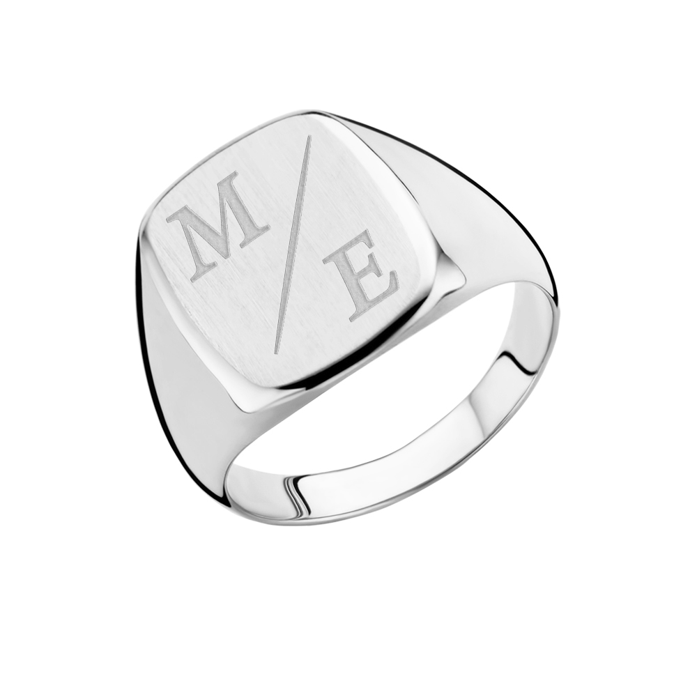 Silver men’s signet ring with initials