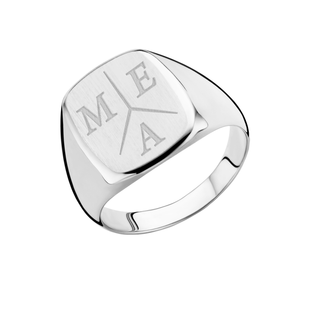 Silver men’s signet ring with initials