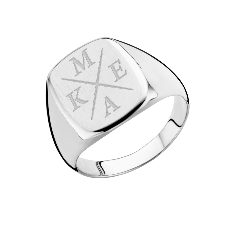 Silver men’s signet ring with initials