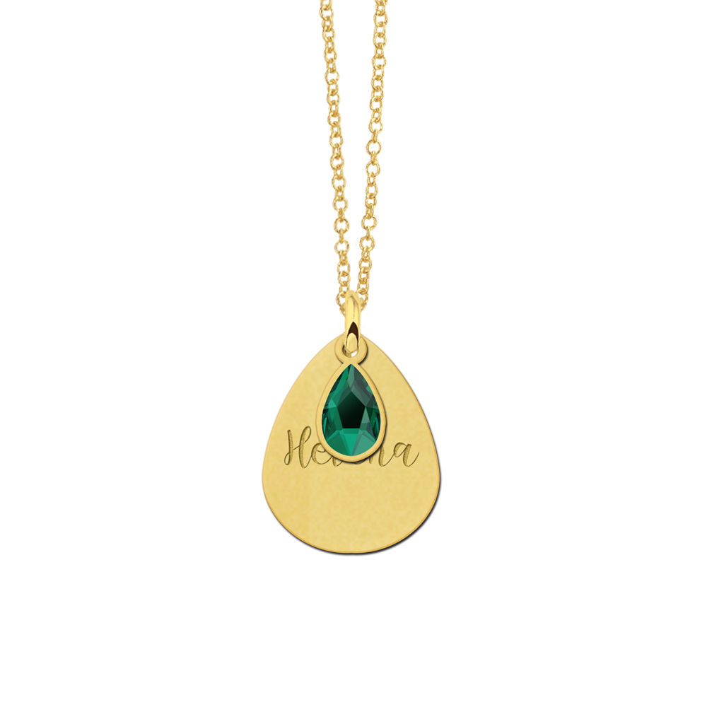 Golden drop pendant with name