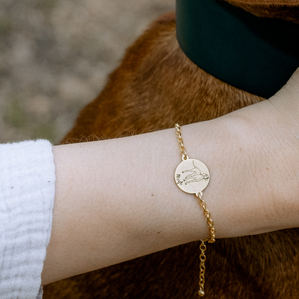 Gold bracelet with dog portrait Staffordshire Bull Terrier