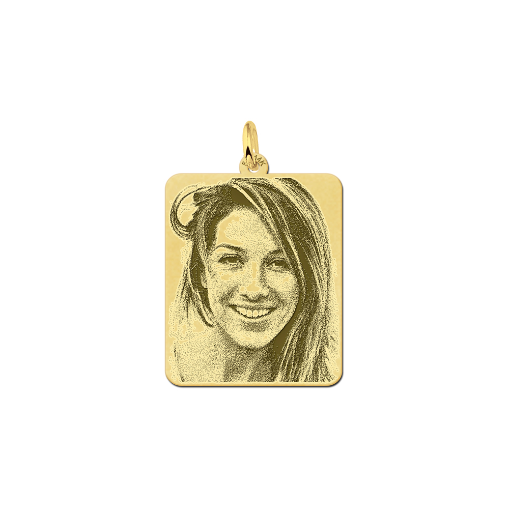 Gold photo engraving dog tag