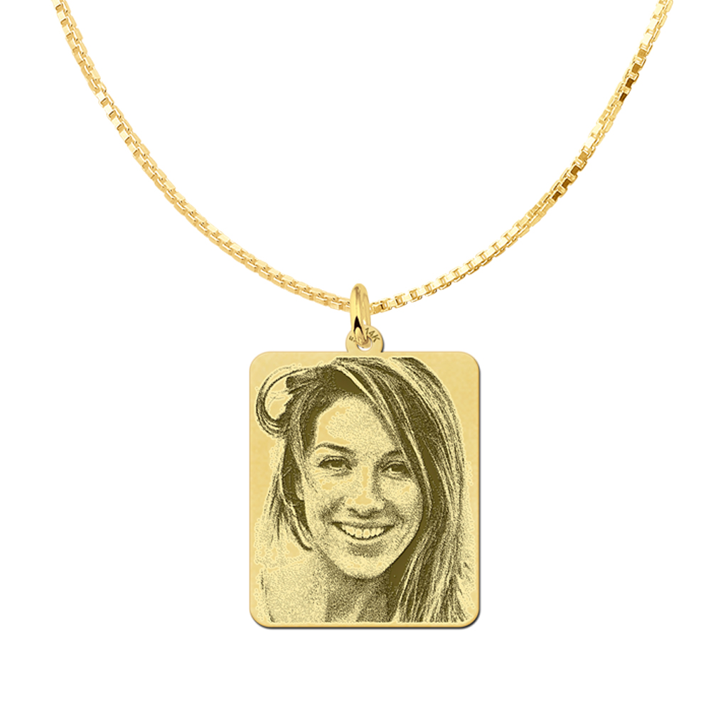 Gold photo engraving dog tag