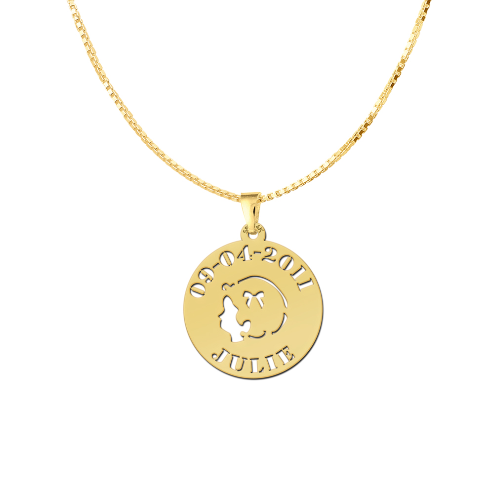 Golden Baby Pendant - Girl with Name and Date