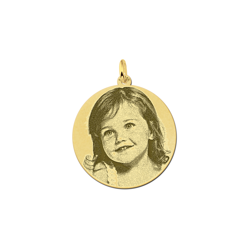 Gold photo engraving round