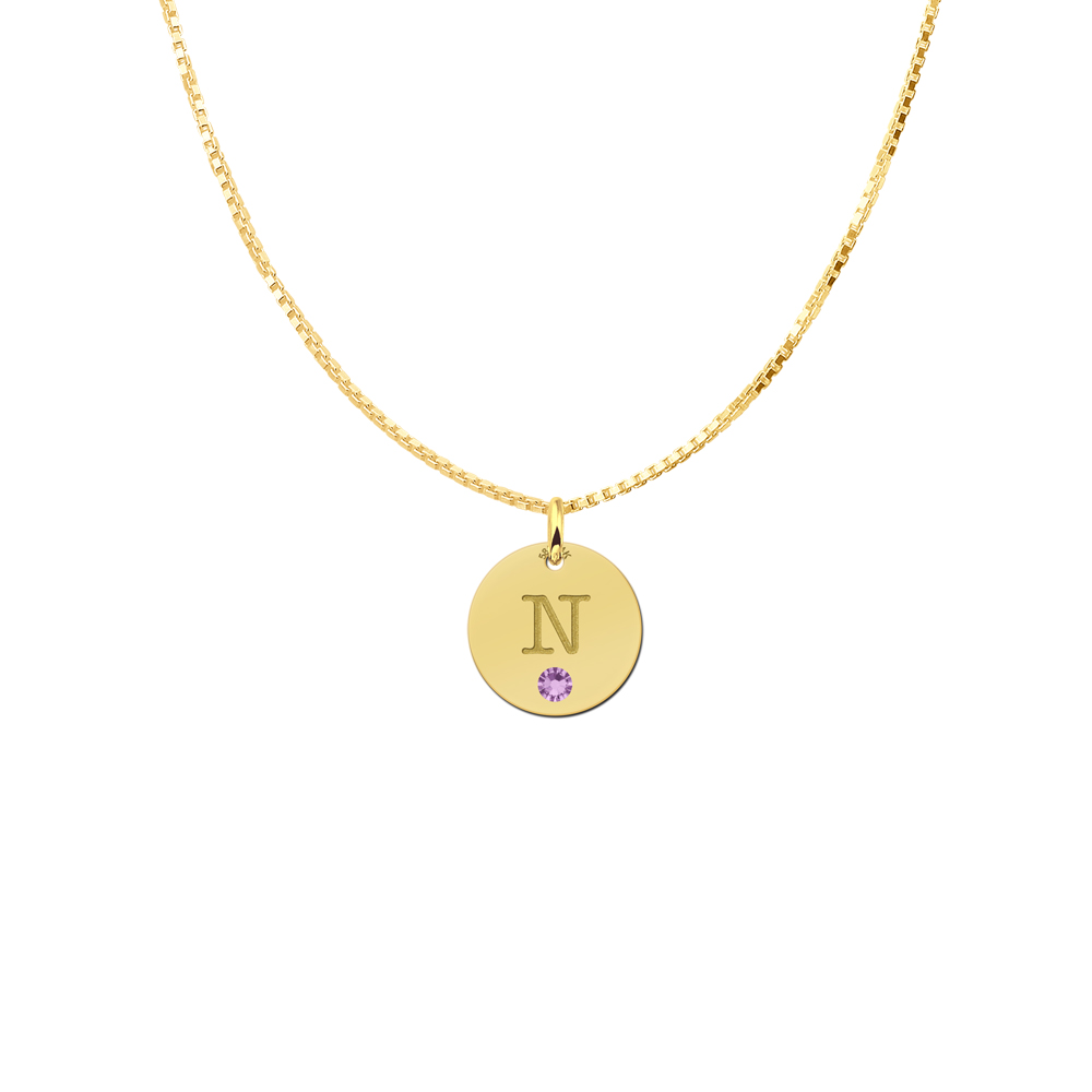 Letter pendant gold with Swarovski birthstone