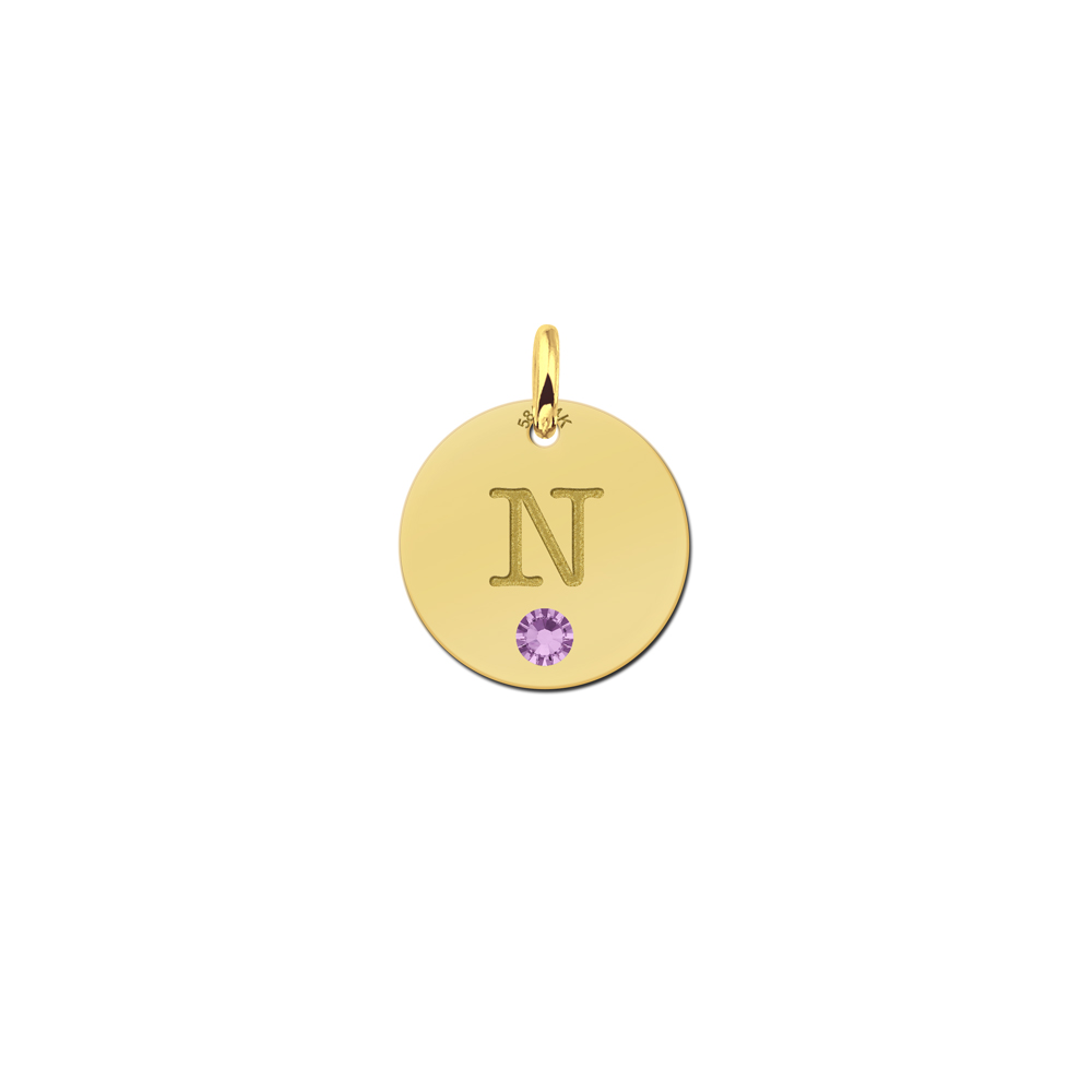 Letter pendant gold with Swarovski birthstone