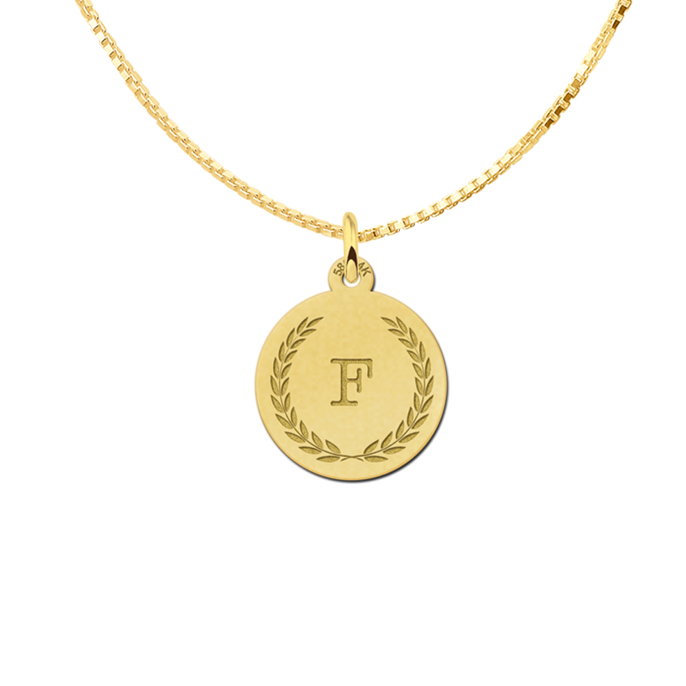 Gold initial necklace circle