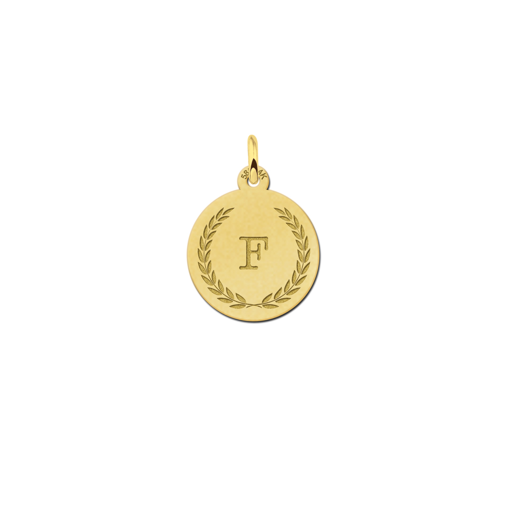 Gold initial necklace circle