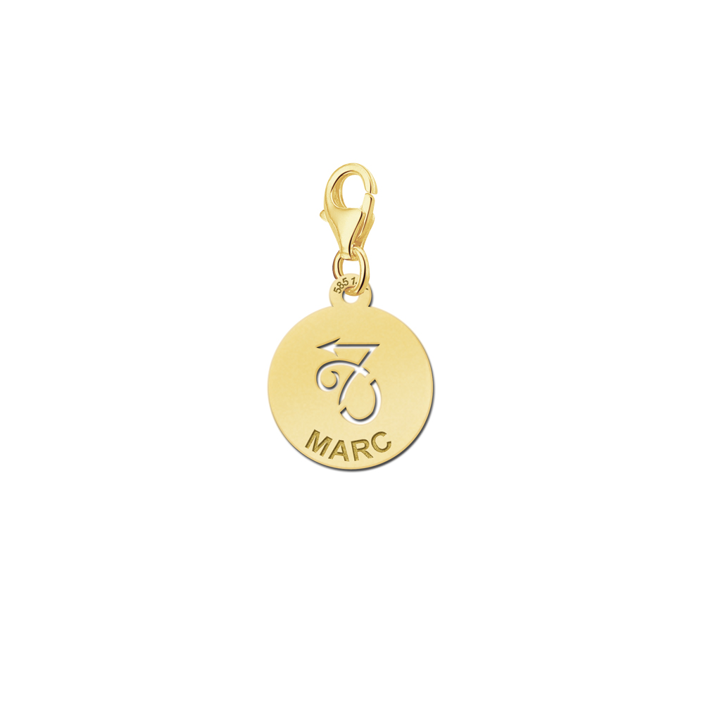 Gold Zodiac Charm, Capricorn