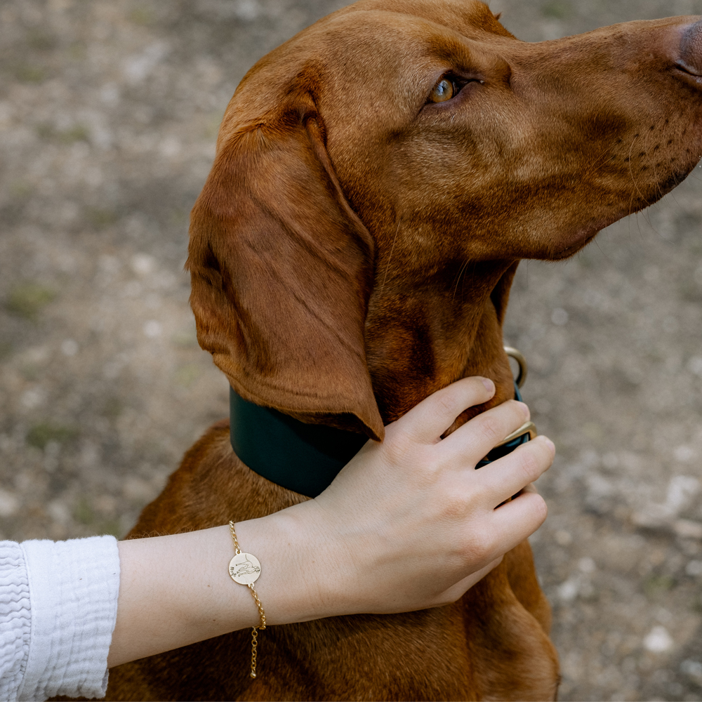 Gold Labrador bracelet with engraving