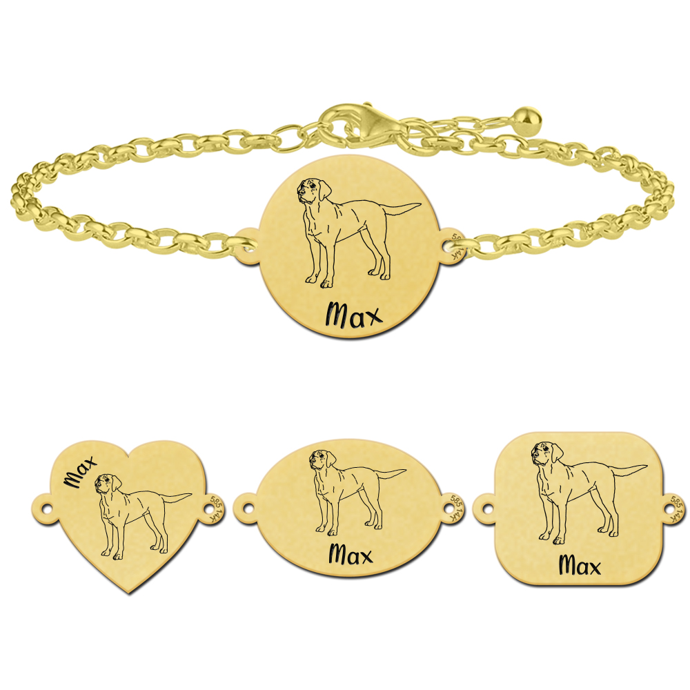 Gold Labrador bracelet with engraving