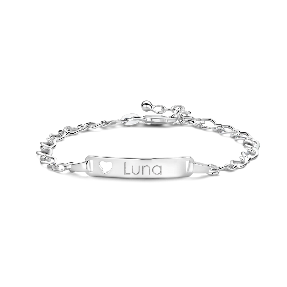 Silver personalised ladies bracelet with heart