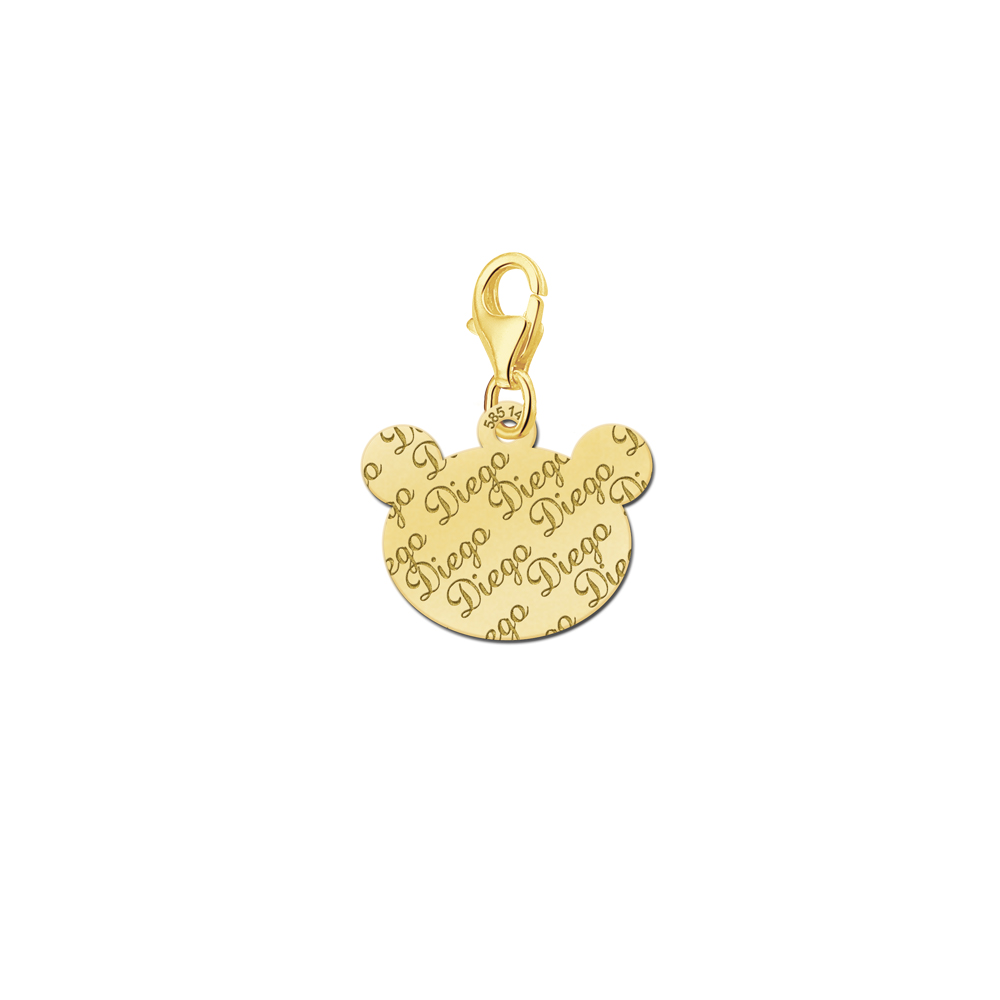 Gold Engraved Charm, Bearshead