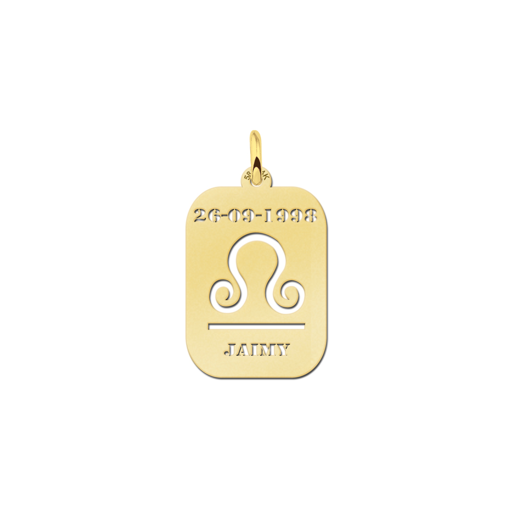 Golden Zodiac Rectangular Namependant Libra