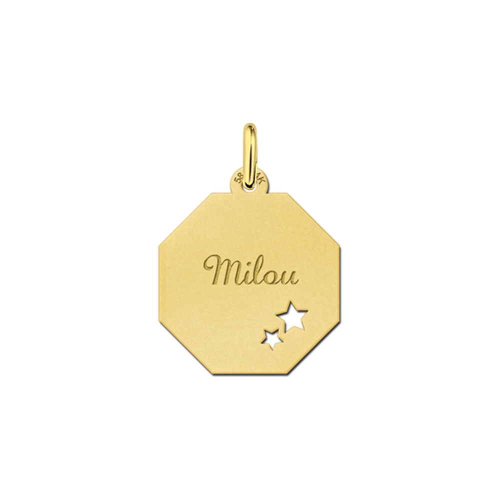 Solid Gold Pendant with Name and Stars