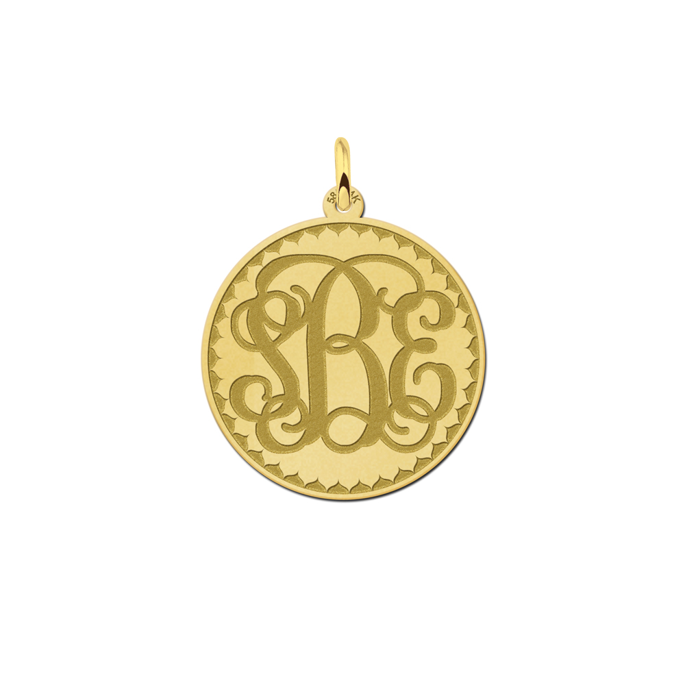Gold Monogram Necklace Engraved, Medium