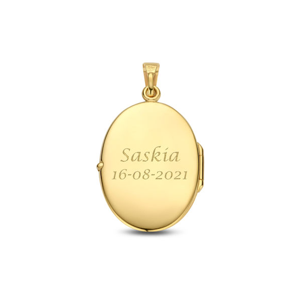 Gold oval medallion with shiny line