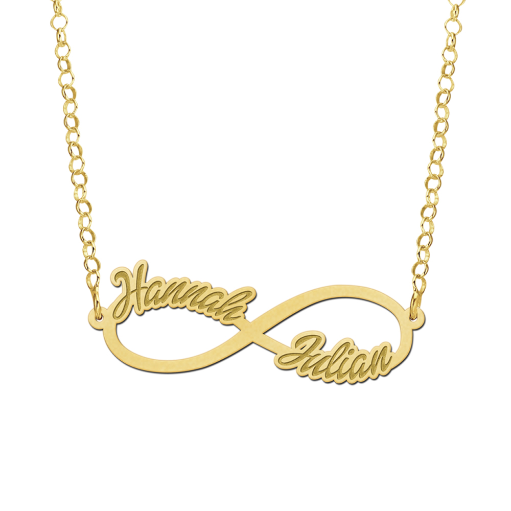 Golden infinity necklace with two names