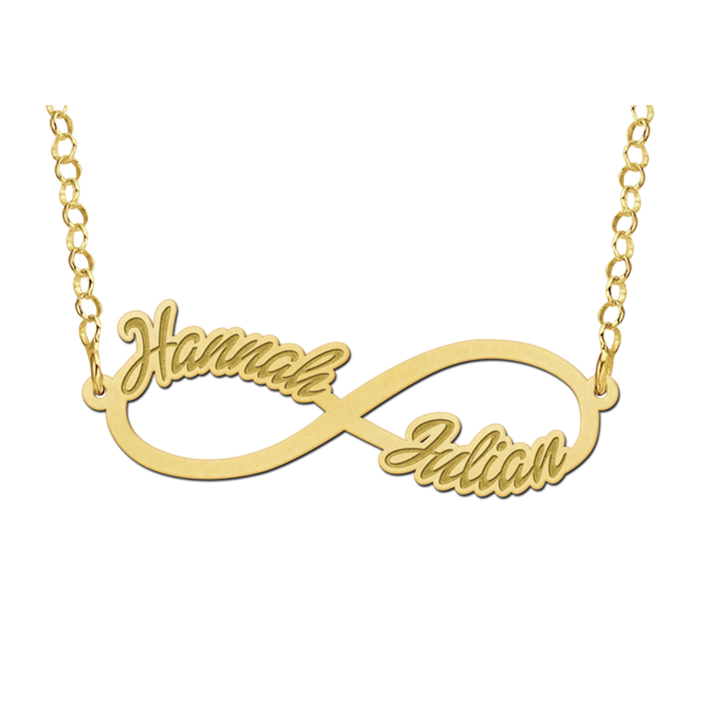 Golden infinity necklace with two names
